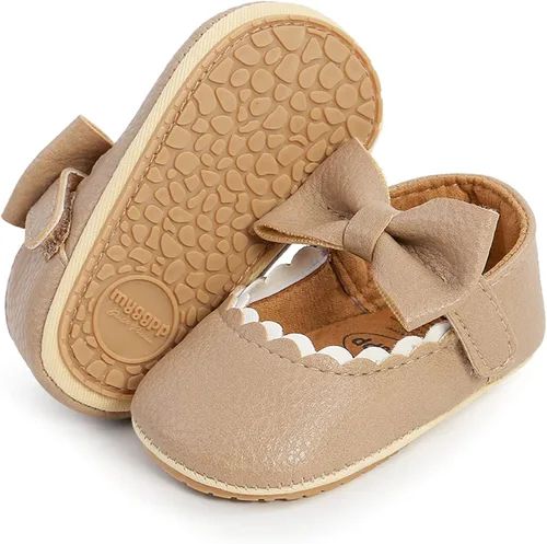 Vista 4 de RVROVIC Zapatos de bebé para niñas suela suave zapatos planos Mary Jane vestidos de princesa zapatos de poliuretano lindo lazo precaminante