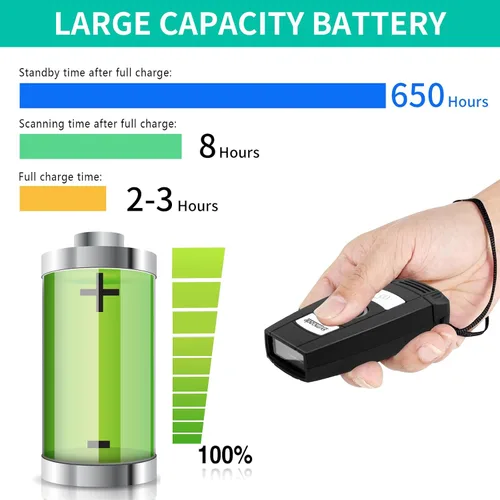 Vista 9 de Mini 2D portátil Bluetooth escáner de código de barras inalámbrico 2.4G y USB con cable 3 en 1 escáner de código de barras portátil USB QR Escáner