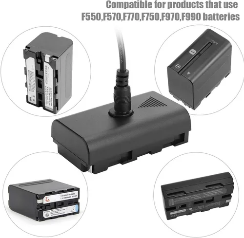 Vista 4 de NPF - Fuente de alimentación externa de batería ficticia, acoplador de batería ficticia para NPF550 F570 F770 F750 F970 F990 con cable USB