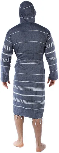 Vista 2 de Cacala - Bata de baño con capucha, tejido pestemal, 100% algodón turco, kimono unisex