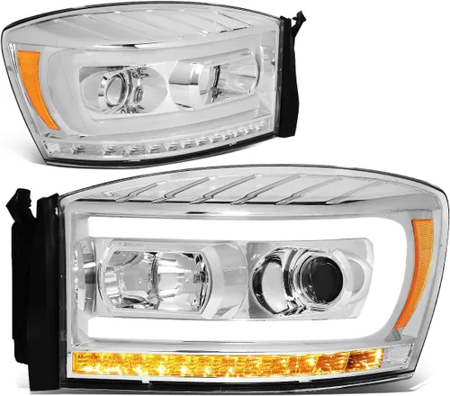 Vista 13 de DNA MOTORING HL-HPL-RM06-G2-BK-CL1 Faros proyectores de secuencia de señal LED 3D dual DRL Compatible con Dodge Ram 1500 modelos 2006-2008/Dodge Ram