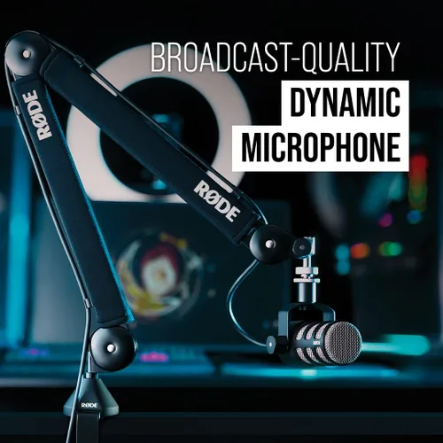 Vista 2 de Micrófono de transmisión dinámica cardioide PodMic RØDE: salida XLR, requiere interfaz de audio (RØDECaster, AI-1 o similar). Para conectar y usar