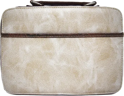 Vista 3 de Funda de la Biblia con versículo bordado de estilo occidental para mujer, bolsa de mensajero con correa extra Cruz Beige