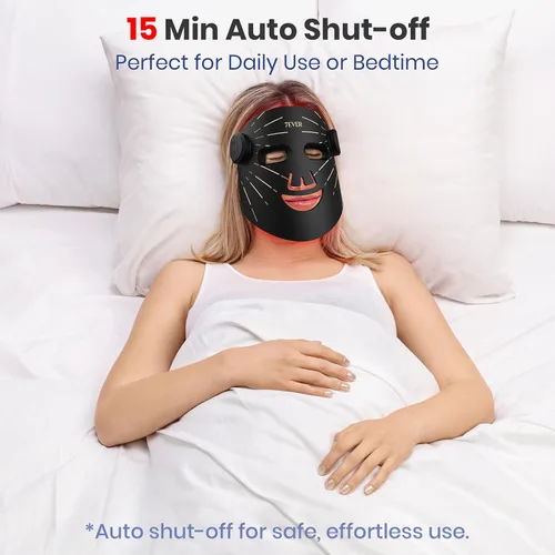 Vista 8 de Terapia de luz roja para cara, máscara facial LED portátil de 4 modos, máscara de luz roja y infrarroja de 850 nm, temporizador de 15 minutos, 256