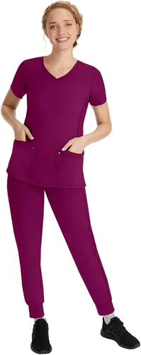 Vista 3 de healing hands Jogger Scrubs for Women Six Pocket Tara Scrub Pant 9233 Purple Label