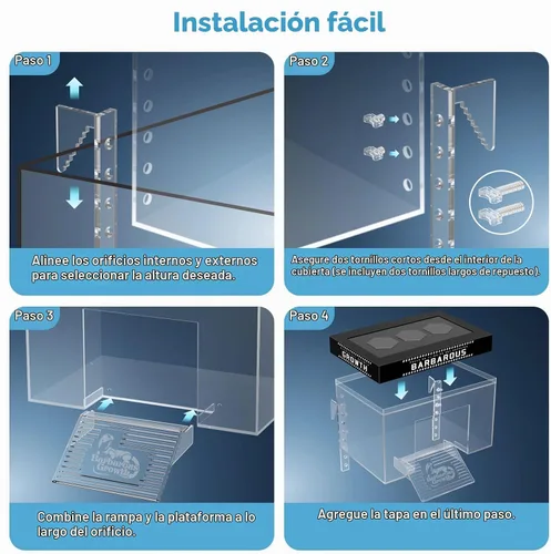 Vista 5 de GOZILLA Plataforma ajustable para tomar tortugas, 9.8 x 6.3 x 6.3 pulgadas, cubierta de tortuga acrílica y muelle, plataforma colgante