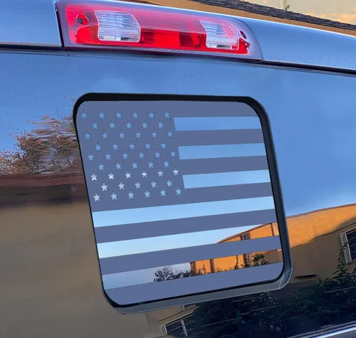 Vista 8 de Xinghe para Ford F150 F250 F350 2015-2025 2026, Calcomanías de bandera americana para ventana trasera, Calcomanía de bandera USA mate para ventana