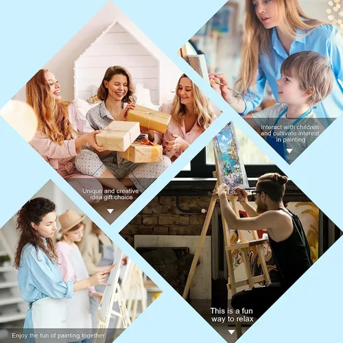 Vista 7 de Pintura por números, corona de flores en una puerta de cabaña, manualidades para adultos, kits de pintura por números, manualidades para decoración