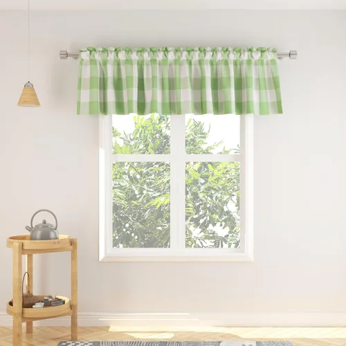 Vista 215 de Cenefas de cortina para ventana de 16 pulgadas de largo, 2 paneles de cuadros búfalo, cortinas pequeñas con bolsillo para barra, estilo clásico