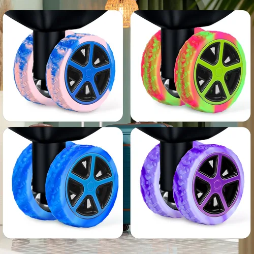 Vista 6 de BOXOB 8 fundas para ruedas de equipaje, fundas protectoras de rueda de maleta, fundas protectoras de rueda de silicona de dopamina, accesorios