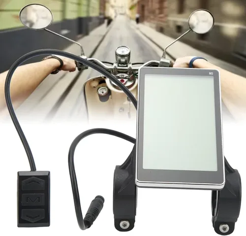 Vista 6 de Pantalla LCD de bicicletas eléctricas, instrumento LCD de conversión de bicicletas, pantalla LCD M5 con panel de conector hermético Pantalla