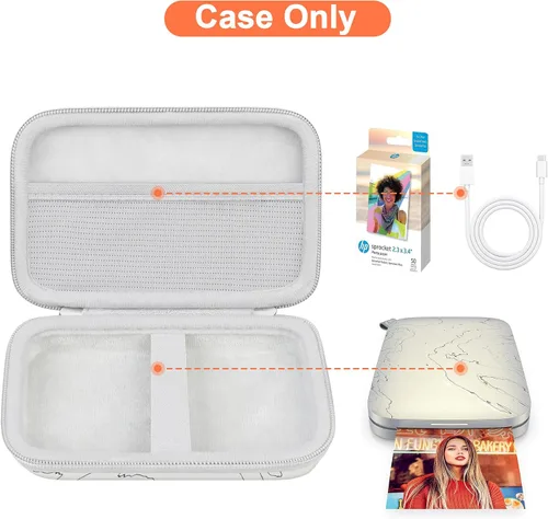 Vista 2 de Canboc Funda rígida para impresora fotográfica instantánea HP Sprocket Select portátil de 2.3 x 3.4 (Eclipse), bolsa de malla compatible con papel