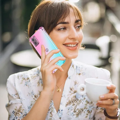 Vista 6 de Funda para Motorola E22, funda para Moto E22i, funda transparente para teléfono con degradado, delgada, antiarañazos, flexible, TPU, funda