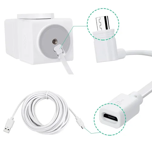 Vista 2 de Paquete de 3 cables de extensión para cámara WYZE Cam Pan V3, cable de alimentación plano de 1 pie Adaptador micro USB de 90 grados