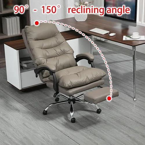 Vista 5 de Silla de oficina ejecutiva con reposapiés, silla de oficina grande y alta, silla de oficina ergonómica de piel sintética, sillas de escritorio