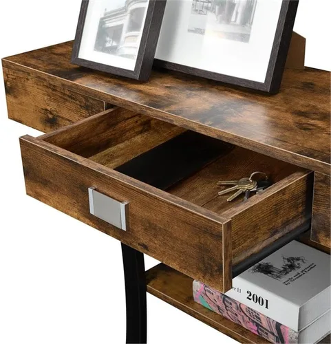 Vista 5 de Convenience Concepts Newport Harri - Mesa consola, madera de granero/negro Barnwood/Negro