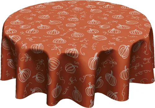 Vista 47 de Mantel redondo de otoño de 60 pulgadas, mantel redondo de otoño de Acción de Gracias, diseño de calabaza, búfalo, mantel rústico para vacaciones