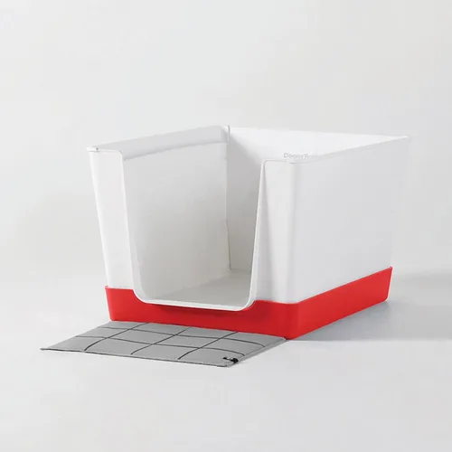 Vista 12 de DoggyBathroom - Orinal para perros de interior con paredes altas y entrada baja para perros pequeños, soporte vertical, protector contra Negro