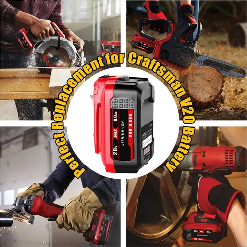 Vista 6 de [Usado] DSANKE CMCB204 6000mAh 20V batería de iones de litio de repuesto para Craftsman V20 batería de iones de litio CMCB204 CMCB204-2 CMCB202