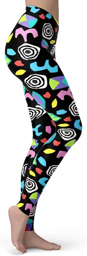 Vista 3 de sissycos - Leggings suaves como la seda y elásticos para mujer, con estampado salpicado artístico y estilo de años ochenta