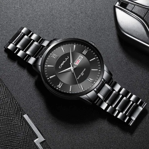 Vista 4 de CRRJU Men's Minimalist Casual Luxury Auto Date Watches Fashion Business Japan Movement Quartz Waterproof Wristwatches for Men Stainsteel Steel Band