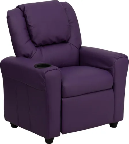 Vista 24 de Flash Furniture - Sillón reclinable contemporáneo para niños, color beige vinilo con base para vasos y reposacabezas