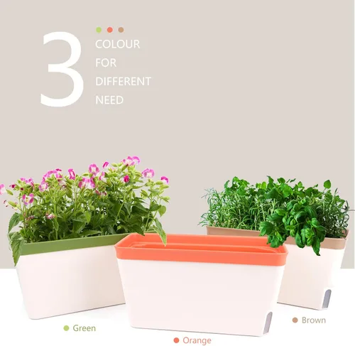 Vista 4 de OurWarm Juego de 3 macetas de hierbas de riego automático para alféizar de ventana, macetas de jardín de hierbas de interior de 10.5 pulgadas