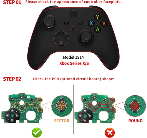 Vista 3 de eXtremeRate Palancas de pulgar Dpad luminadas multicolor Start Back Sync ABXY Botones para Xbox Series XS, Chameleon Purple Blue Classical Symbols