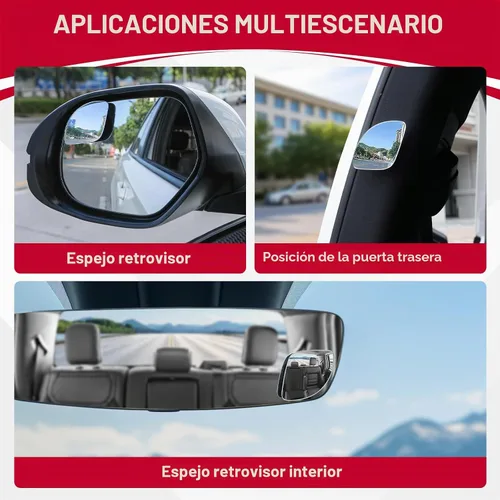 Vista 6 de LivTee Espejo de punto ciego, con forma de abanico de cristal HD, sin marco, convexo con gran ángulo ajustable para coches, SUV y camiones, paquete