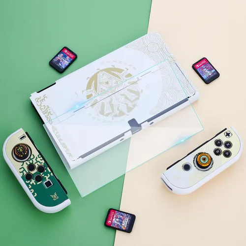 Vista 7 de GLDRAM Theme for Zelda Protective Case Compatible with Nintendo Switch OLED, Anti-Scratch Accessories Bundle for Tears of the Kingdom with Dockable