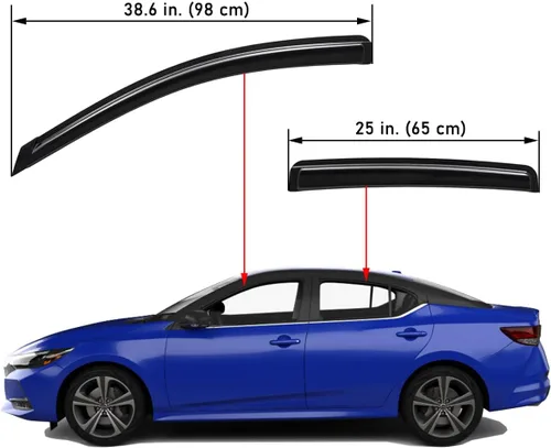 Vista 2 de Lightronic Visera de ventana de ventilación automática de montaje exterior extraduradera, se adapta a Nissan Sentra 2020-2025, protección UV
