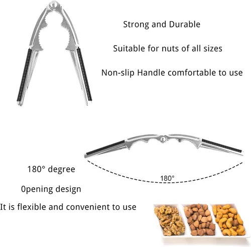 Vista 4 de Nut Crackers - Galletas de nuez de alta resistencia con 2 tenedores/púas de acero inoxidable para mariscos, cascanueces con mango antideslizante
