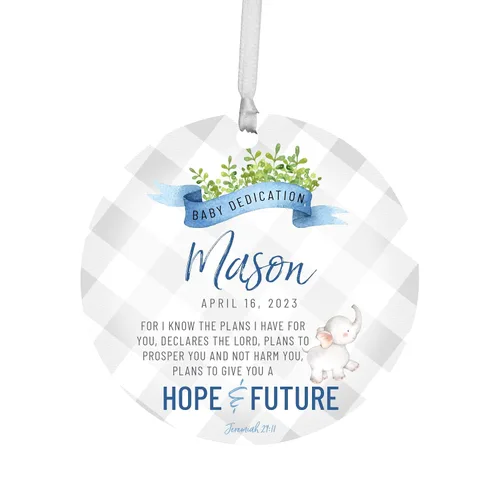 Vista 7 de LifeSong Milestones Ideas de adornos colgantes redondos personalizados para dedicación para bebés, para celebrar los preciosos momentos de la vida