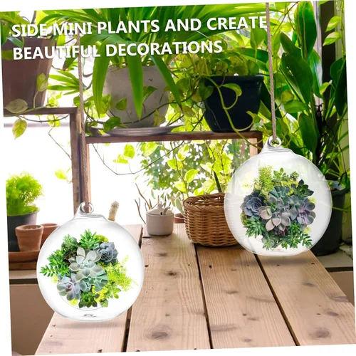 Vista 7 de ibasenice Jarrón de vidrio colgante contemporáneo para plantas carnívoras decoración del hogar globo terrario colgante