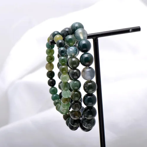 Vista 2 de Paialco 3 Pack - Gemstone Beads Strentch Bracelets for Women Men, 68 10 MM