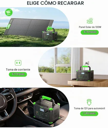 Vista 7 de GRECELL - Generador solar de 1000 W con panel solar portátil de 200 W, estación de energía portátil de 999 Wh, generador con batería de litio
