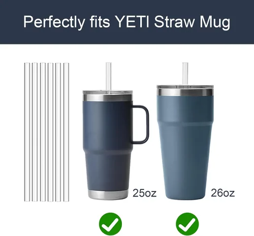 Vista 2 de Pajitas de repuesto para taza Yeti de 25 onzas Straw for Yeti Rambler 25OZ Tumbler Mug with Handle, Tritan Hard Plastic Reusable, Clear & BPA