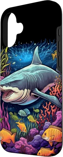 Vista 2 de iPhone 16 Tiger Shark Sea Ocean Underwater Shark Lover Case