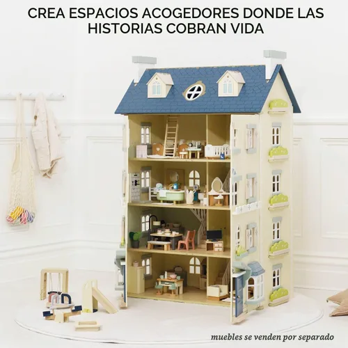Vista 6 de Le Toy Van - Casa de muñecas grande de madera Palace House Ideal como regalo Juego de casa de muñecas de madera de 5 plantas - Adecuado
