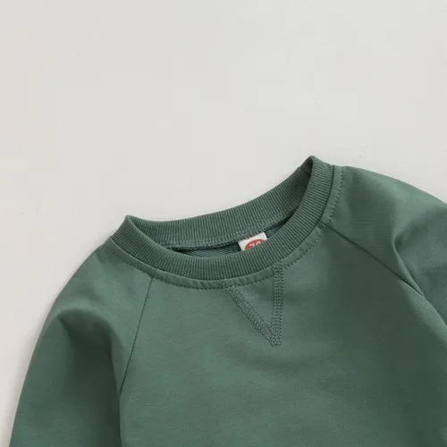 Vista 4 de Karuedoo Conjunto de sudadera y pantalones deportivos de color sólido para bebé niño y niña