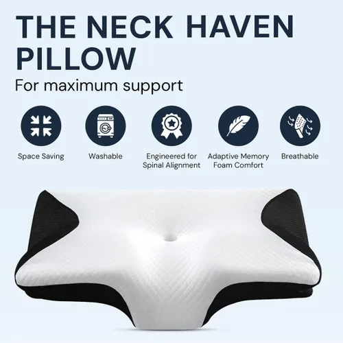 Vista 2 de GDSAFS Neckhaven Pillow Hospitality Collection, 2026 Nueva almohada ortopédica Neckhaven con funda de almohadas para el cuello, almohadas Azul