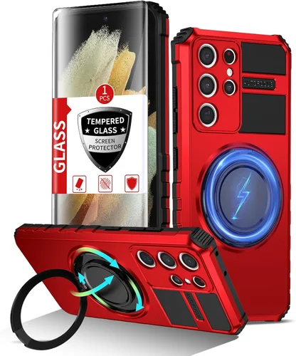 Vista 64 de Funda magnética para Samsung Galaxy Note 20 Ultra compatible con carga inalámbrica MagSafe, con 1 protector de pantalla, anillo de soporte integrado