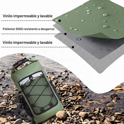 Vista 3 de Pimoys Bolsa seca, mochila impermeable de 25 L, bolsas secas enrollables, kayak, bolsa de viaje al aire libre para canotaje, kayak, campamento