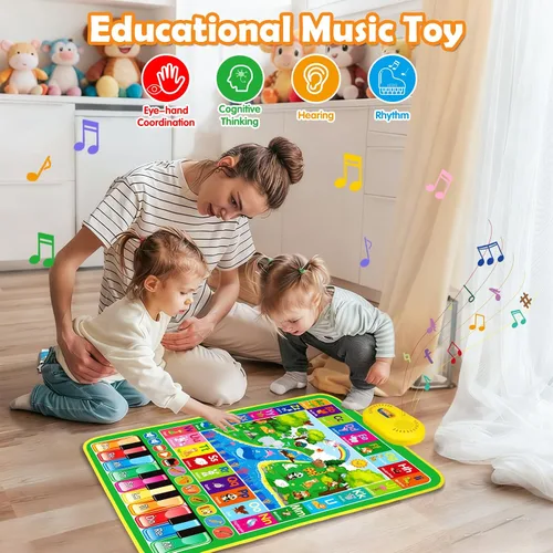 Vista 6 de Juguetes para bebés para niños de 1 año: tapete de juego de música de piano de animales del alfabeto 3 en 1 - Juguetes para niños de 1 a 3 años