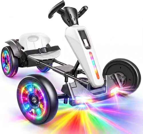Vista 10 de Hikole Go Kart eléctrico de 12 V para niños a partir de 3 años, plegable Azul