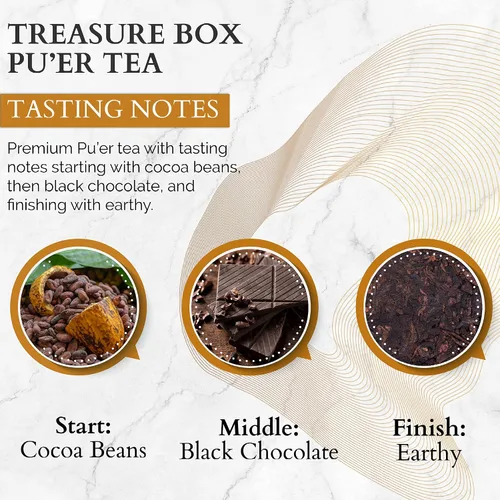 Vista 3 de Té suelto Pu-erh de cacao orgánico I POWERFUL Detox Immune I Heart & Digestion Support, paquete a granel de 12 oz Por T SECRETEA, Treasure Box