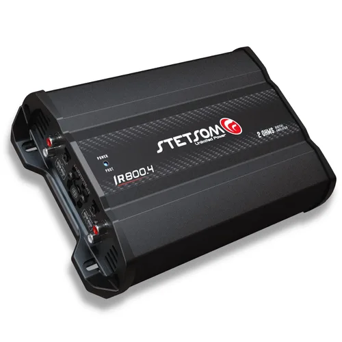 Vista 3 de Stetsom IR 800.4 compacto 2 ohmios amplificador digital multicanal 800 vatios RMS 4 canales 2Ω estable rango completo HD calidad de sonido estéreo