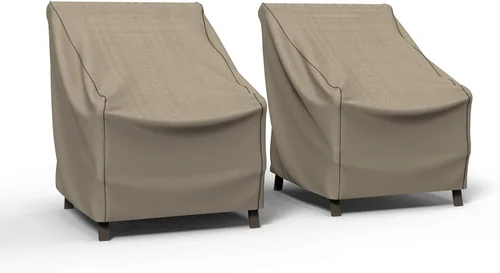 Vista 12 de Budge P1A02PM1-2PK funda para sillas de patio inglés, resistente y impermeable, extra pequeña, tejido tostado