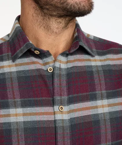 Vista 3 de UNTUCKit Greyton - Camisa de franela sin meter para hombre manga larga gris oscuro y cuadros granate ajuste regular