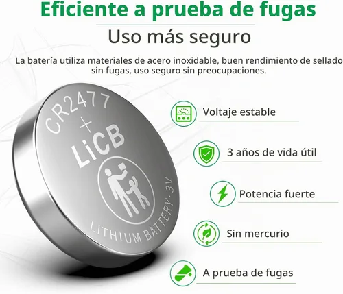 Vista 5 de LiCB CR2477 - Batería de litio de 3 V (paquete de 10)